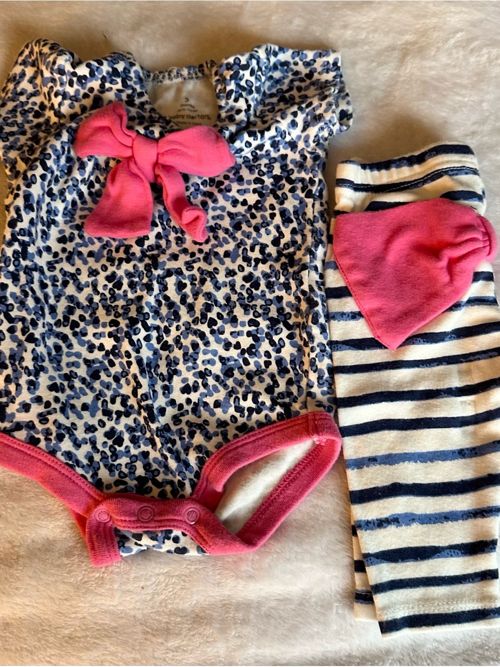 Baby Starters Navy and Pink Leopard Print Baby Outfit
